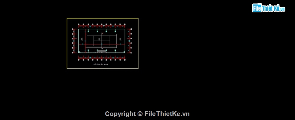 Sân tennis đơn,sân tennis 19x37m,bản vẽ sân tennis,file cad sân tennis,mẫu bản vẽ sân tennis